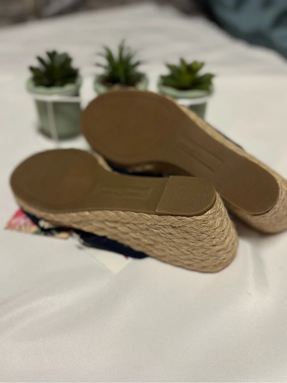 Tommy Bahama Navy Cross-Band Espadrille Wedge Slide